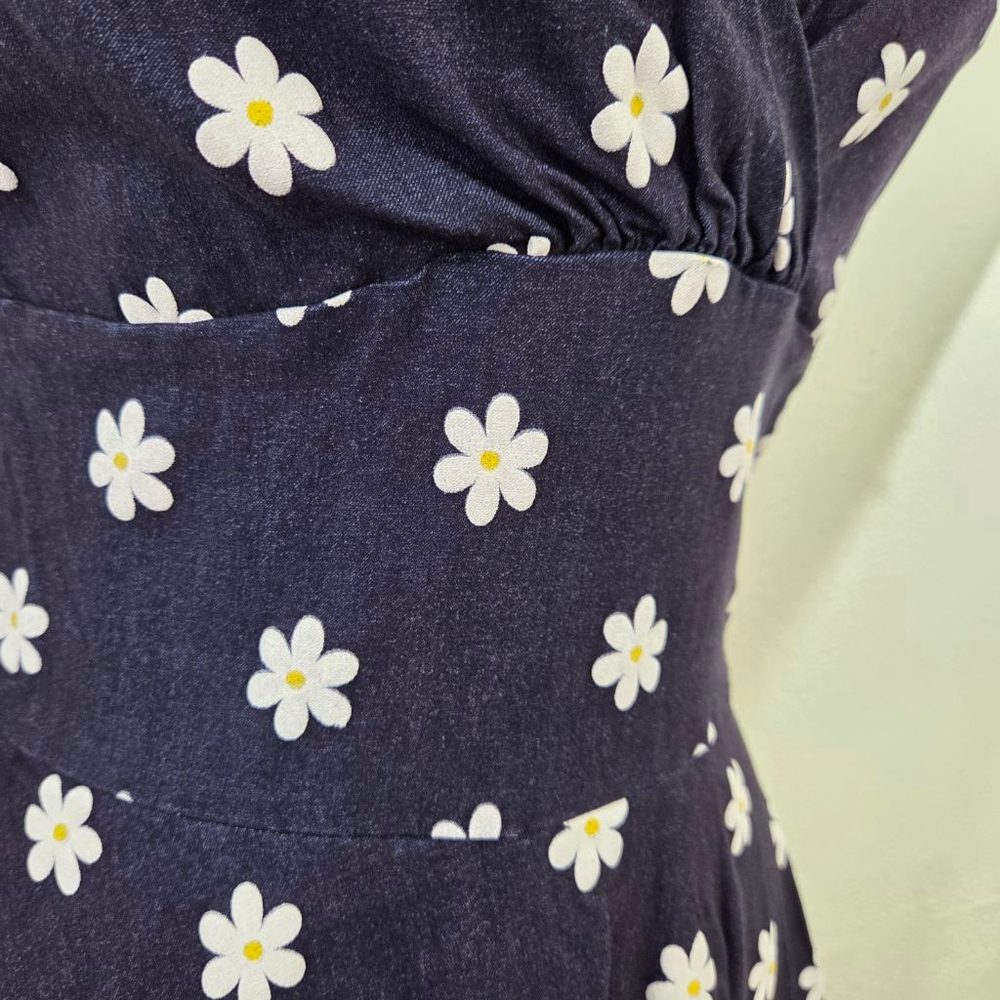 Unique Vintage Delores Swing Dress Sleeveless Retro Navy blue daisy plus size 1X - Picture 4 of 5